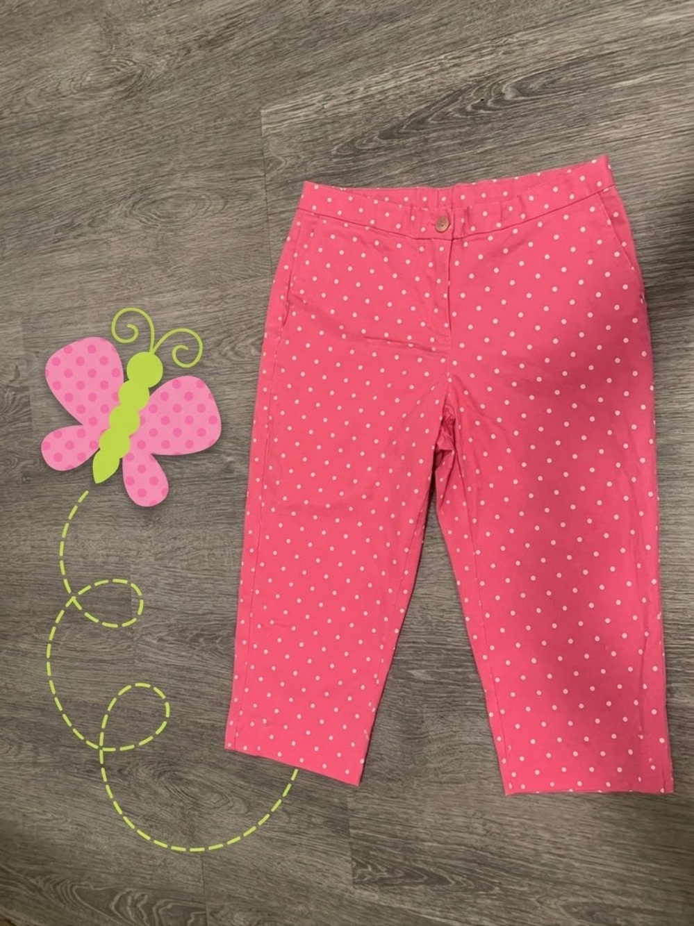 Pink Polka Dot Jean Capri Pants